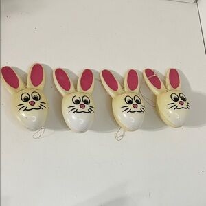 Vintage America Set of 4 Cream & Pink Bunny Easter eggs that can hang on a tree
